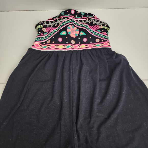 Fab Kids Black Colorful V-Strap Elastic Top Romper Children's Girls Size LG - Picture 2 of 8